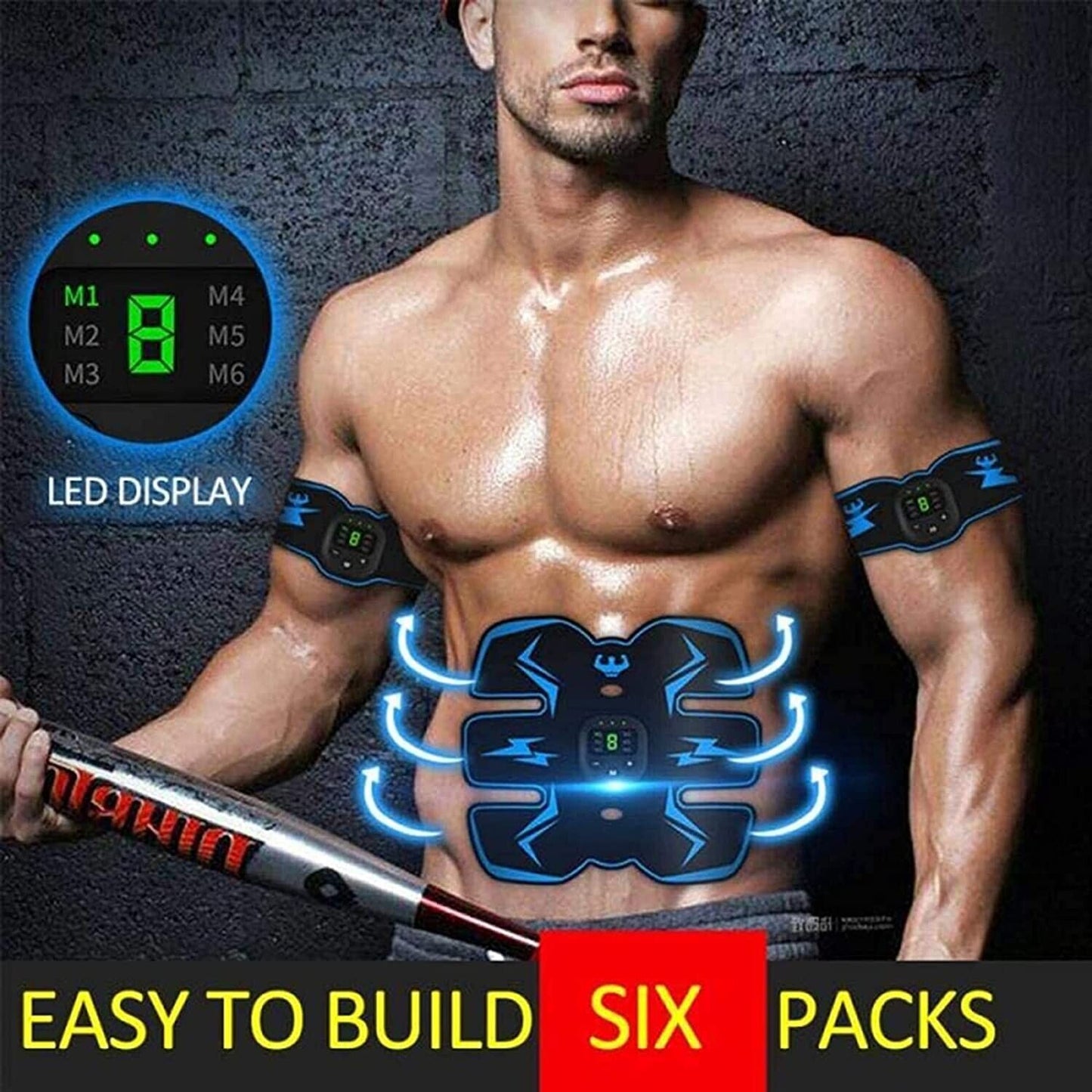 Rechargeable EMS Abdominal Muscle Stimulator ABS Trainer Toner Fitness Belt