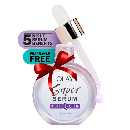 Olay Night Super Serum 5-in-1 Anti-Aging Face Serum, 1.0 fl oz – For All Skin Types