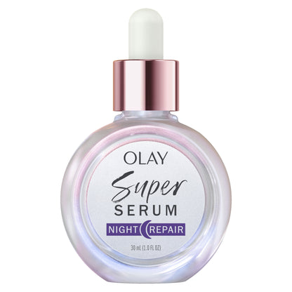 Olay Night Super Serum 5-in-1 Anti-Aging Face Serum, 1.0 fl oz – For All Skin Types